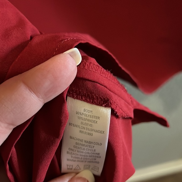 Denim & Co. d& co. Red Blouse with lace 2X - Picture 6 of 6